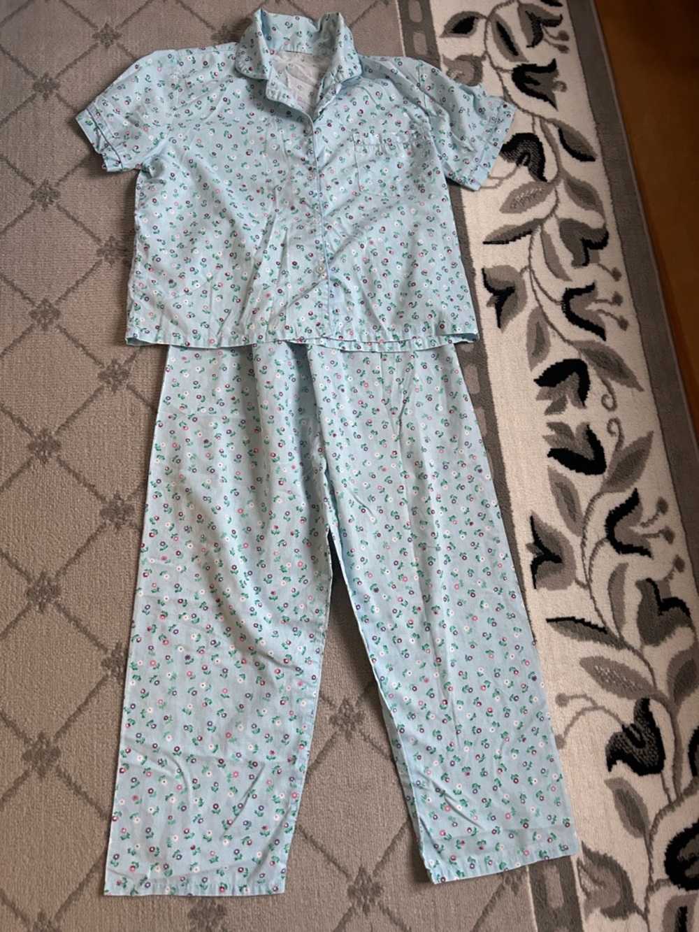 Kids Light Blue Floral Pajama Set